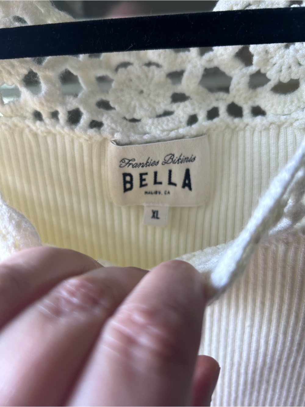 Frankies Bikinis x Bella Hadid Libra Ivory Crochet Drop Waist Sweater Dress. XL - Picture 2 of 9